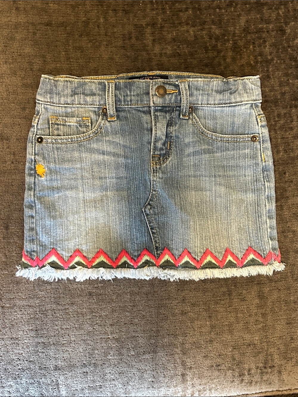 Lucky Brand Light Wash Denim Skirt with Chevron Trim